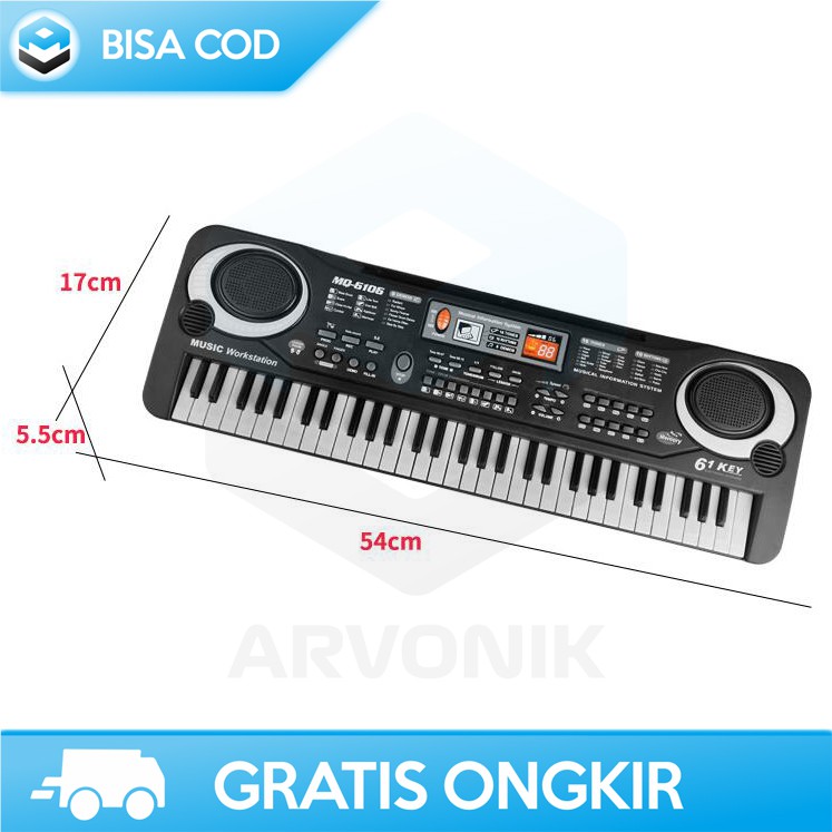 PIANO DIGITAL KEYBOARD ALAT MUSIK TAFFSTUDIO MQ-6106 ORIGINAL 61 KEYS