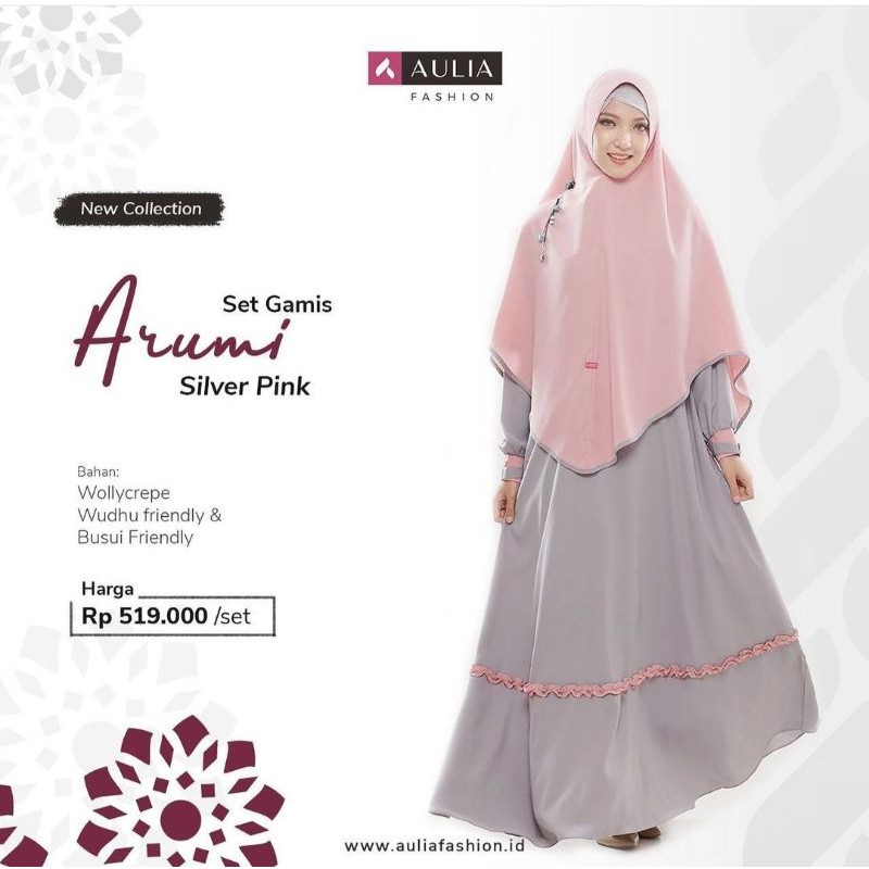 GAMIS ARUMI SILVER AULIA FASHION BUSANA MUSLIM MUSLIMAH SET SYARI AGEN RESELLER PROMO BAZAR