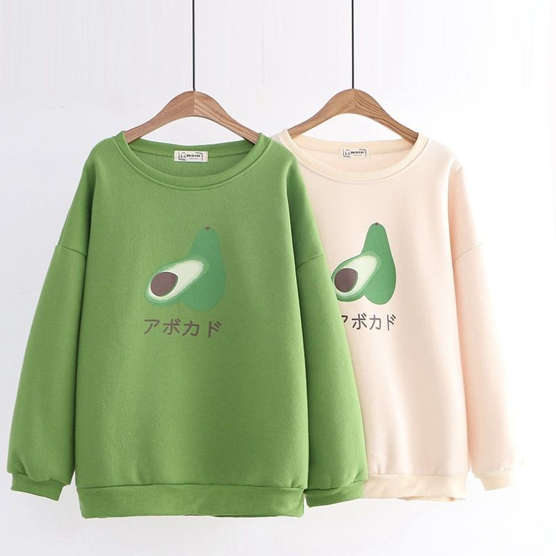 CREWNECK SWEATER WANITA AVOCADO SLICE - ATASAN TEBAL TERLARIS