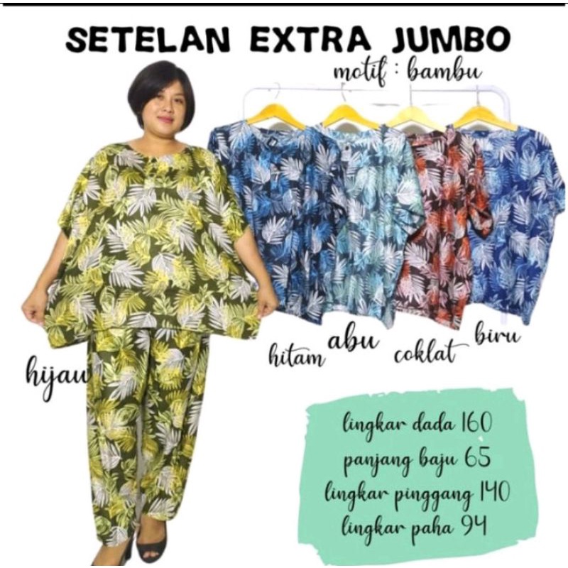 setelan daster Super Jumbo ld 160 lengan panjang lengan pendek