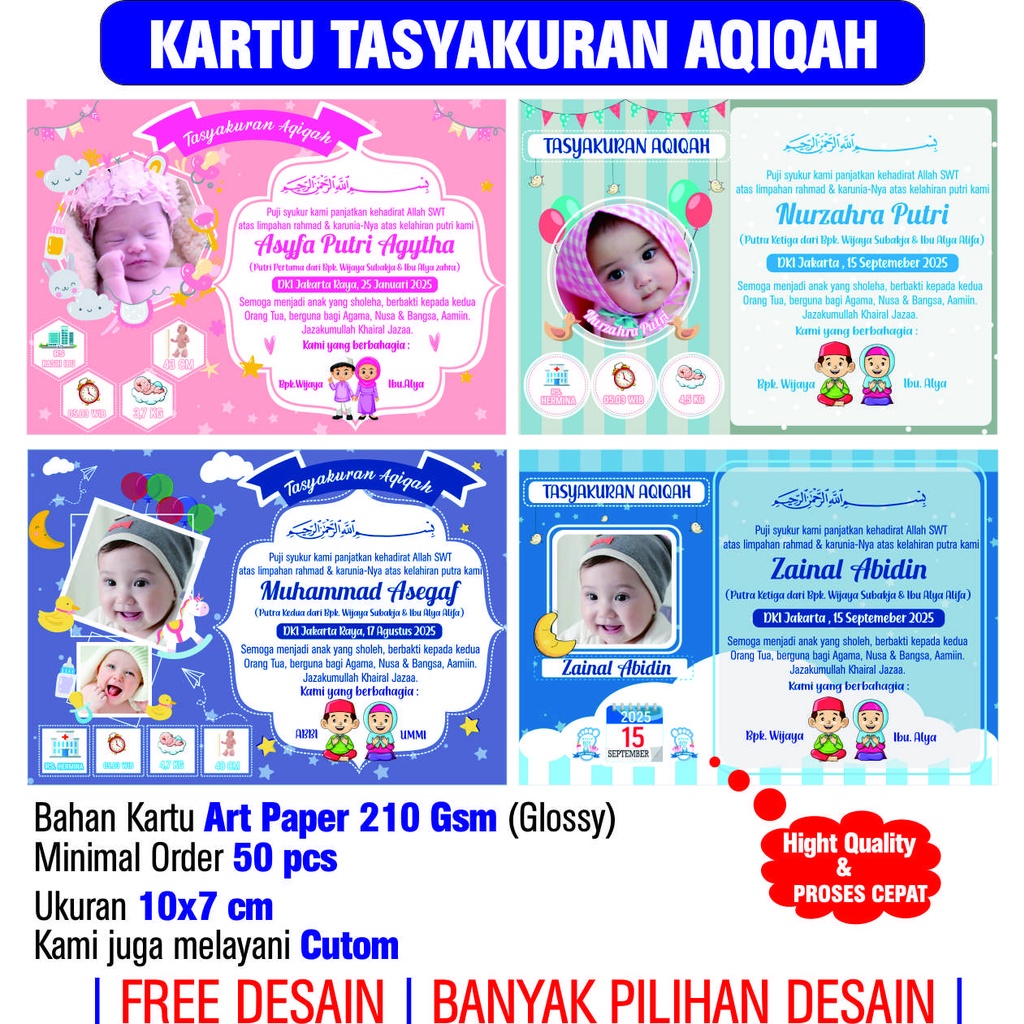 Jual Kartu Tasyakuran Aqiqah / Kartu Ucapan Aqiqah Indonesia|Shopee