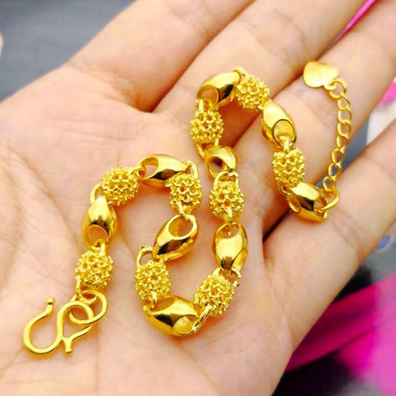 Gelang 18K Emas Asli  Lapisan Emas Untuk Hadiah Ulang Tahun Kotak Perhiasan