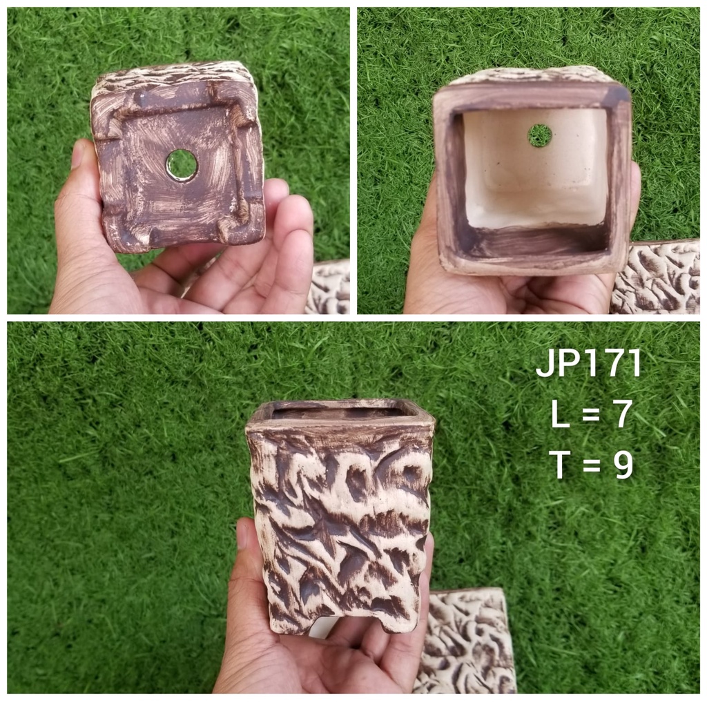 Pot Keramik tinggi relief goret JP171