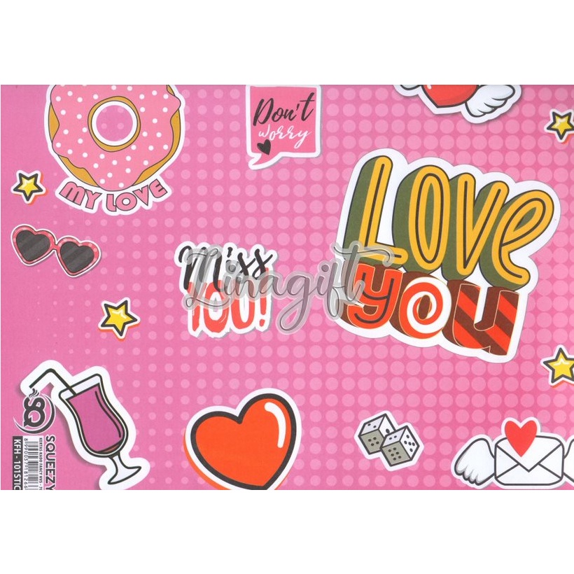 ( 5 Lembar ) KERTAS KADO SQ DOFF - GIFT WRAPPING PAPER STICKER ICONS CUTE SIMBOL STIKER BUNNY EMO EMOTICON