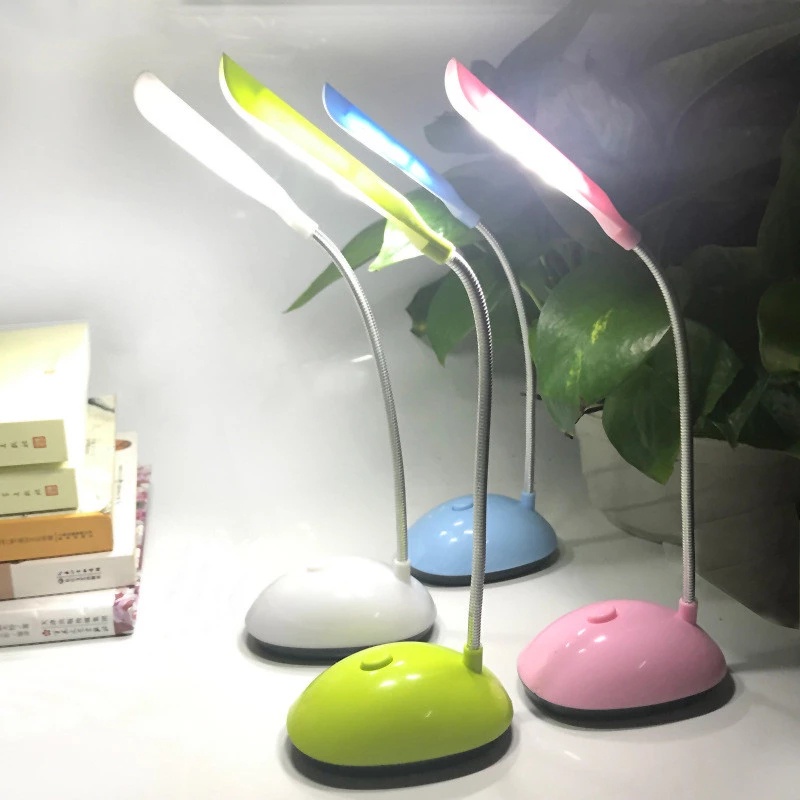 Folding Creative Desk Night Light Adjustable Flexible Gooseneck LED Eye Protection Desk Lamp /  AAA Battery Powered Energy Saving Eye-caring Table Lamps / Dimmable button type Control Office &amp; Household Reading Light