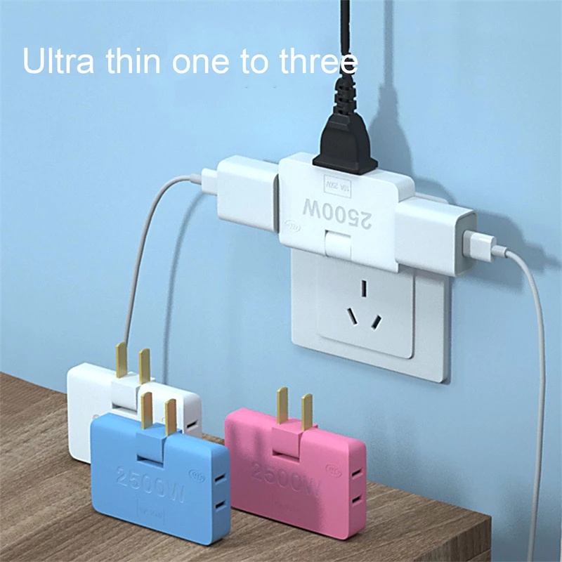 Adapter Konverter Charger AC 3 In 1 Mini Portable Rotasi 180 Derajat Adjustable Bahan ABS