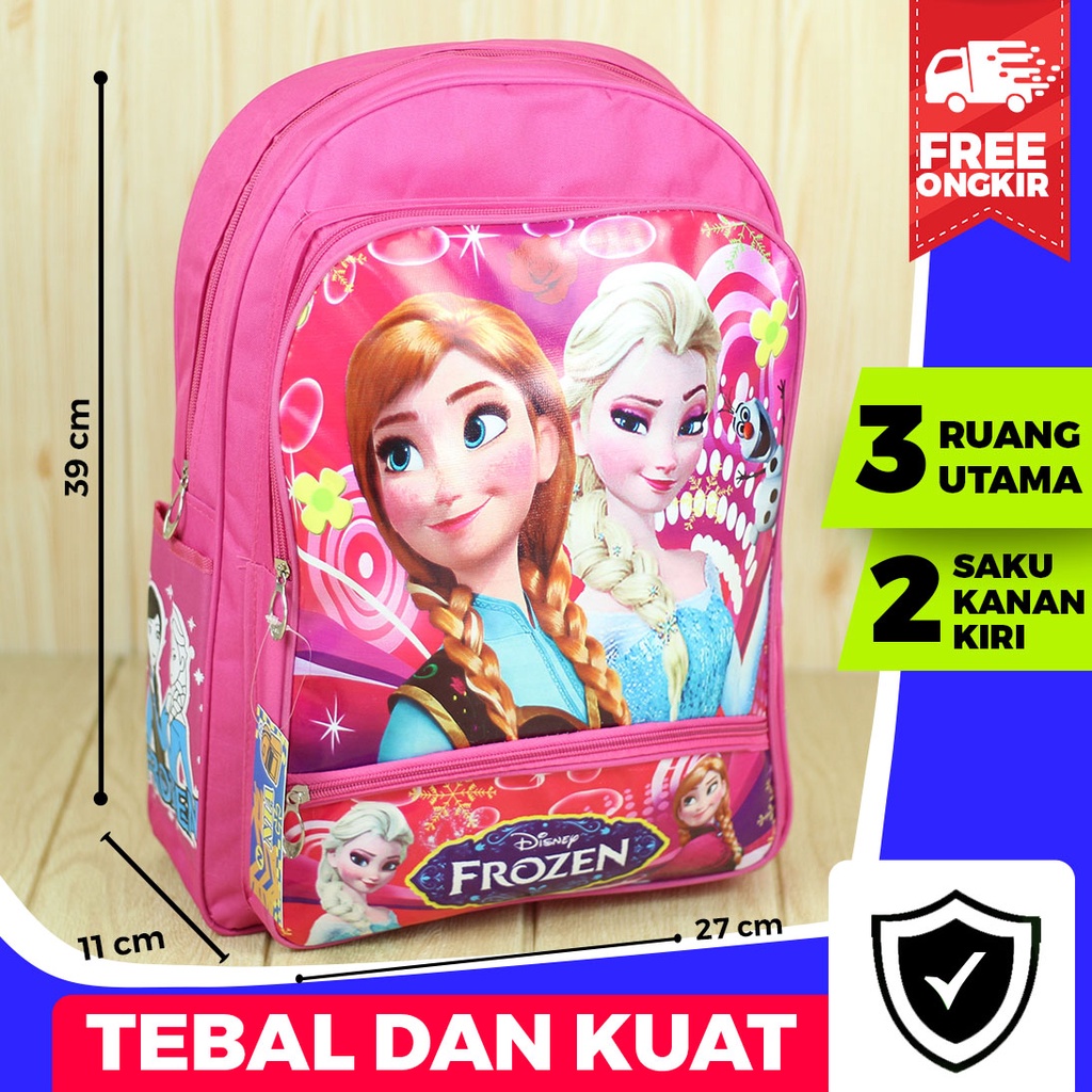 Jual Tas Gendong Anak Cewek Lucu imut motif Frozen Warna Pink Murah Awet Bagus