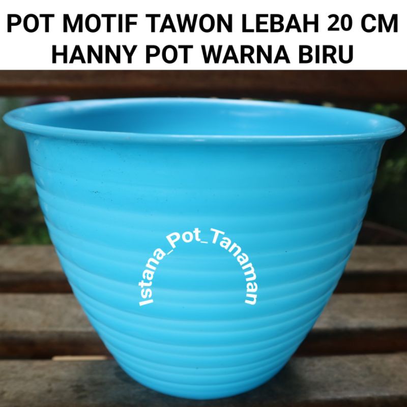GROSIR POT BUNGA TANAMAN MOTIF TAWON LEBAH HANNY POT WARNA BIRU 20 CM ~ Sale abizzz