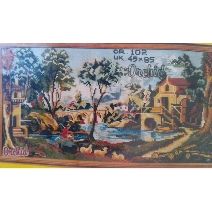 KRUISSTEEK KRISTIK ORCHID MOTIF PEMANDANGAN OR 102