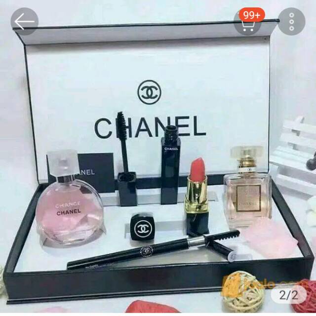 CHANNEL SET 5IN1/SET 5 IN 1 [PAKET maskara,lipstik,parfum 2 pcs dan pencil alis free sikat]