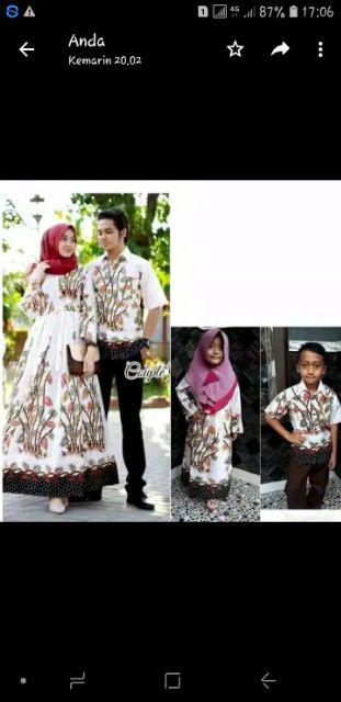 Baju Batik Couple Keluarga Motif Bambu Putih
