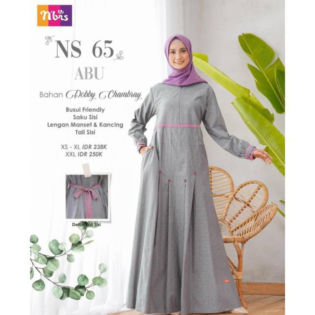GAMIS NIBRAS TERBARU NS 65 ABU