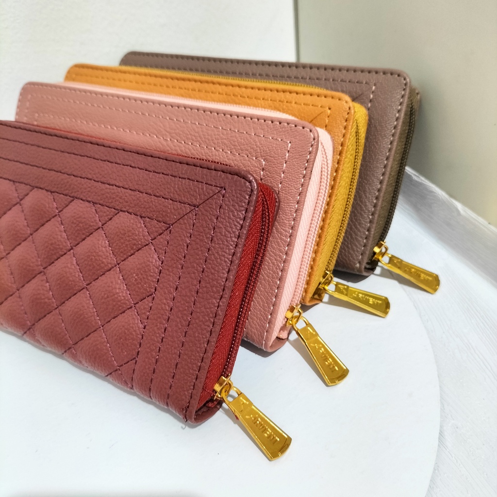 dompet wanita kulit sintetis polos dompet bordir dompet kartu dan uang dompet panjang tempat HP dompet wanita murah