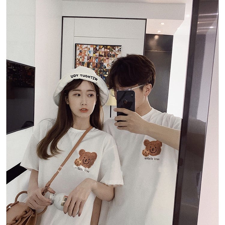 MYSTIQUE.ID-BAJU KAOS COUPLE BEAR T-SHIRT LUCU DAN AESTHETIC