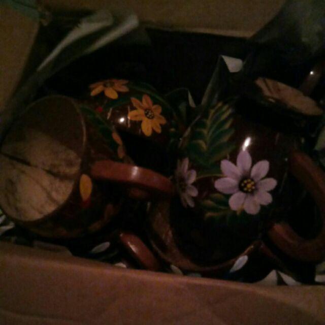 [6pcs] Gelas Cangkir Batok Kelapa - Lukis Bunga