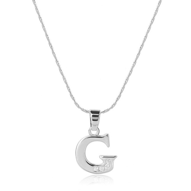 LRC Kalung Fashion Color Metal Letterg Shape Pendant Decorated Simple Long Chain Neckalce