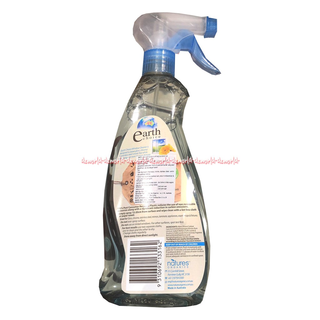 Earth Choice Gass Surface Window Cairan Pembersih Kaca Kemasan Spray 600mL