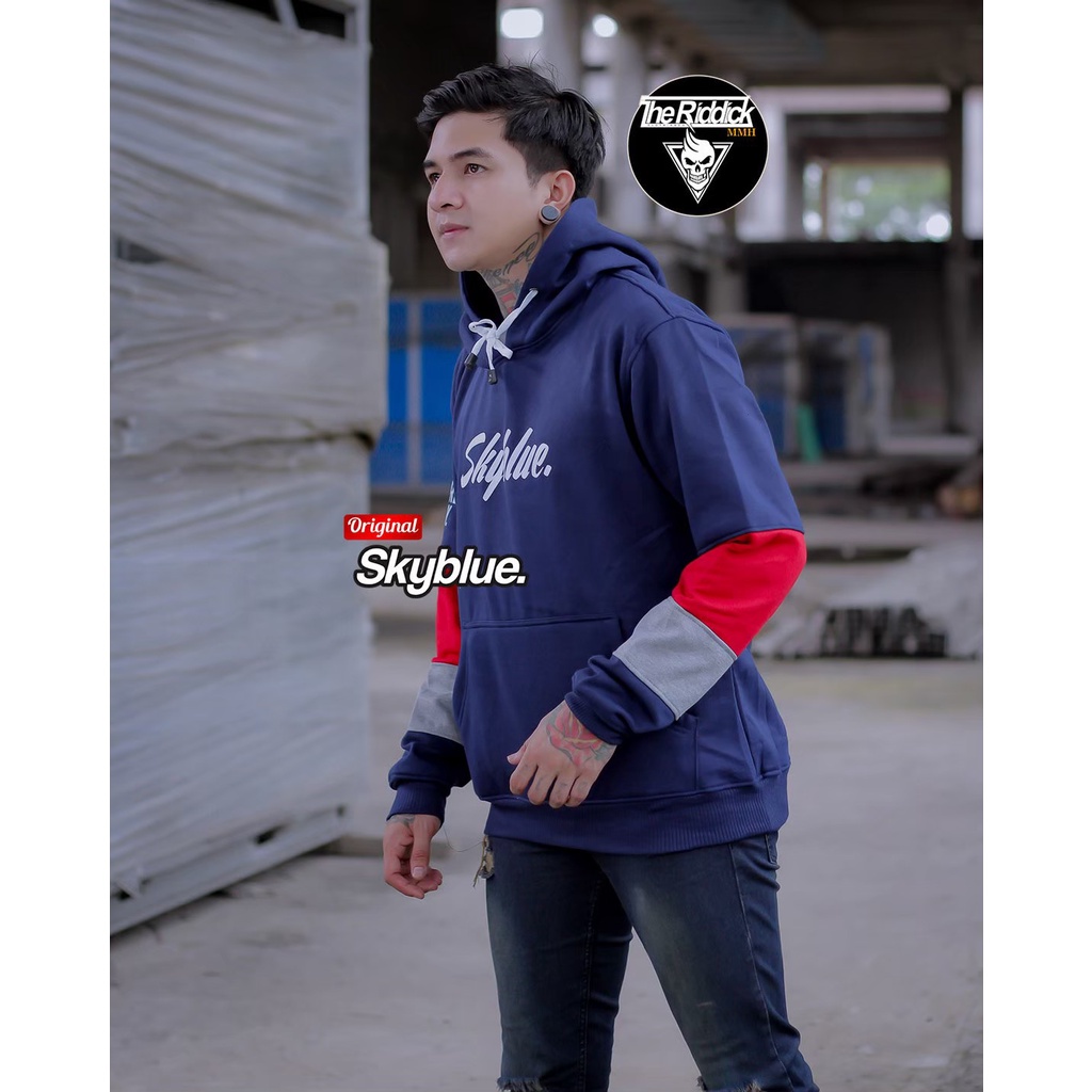 HOODIE SKYBLUE PELAT/PRIA/SKYBLUE ORIGINAL/BANDUNG