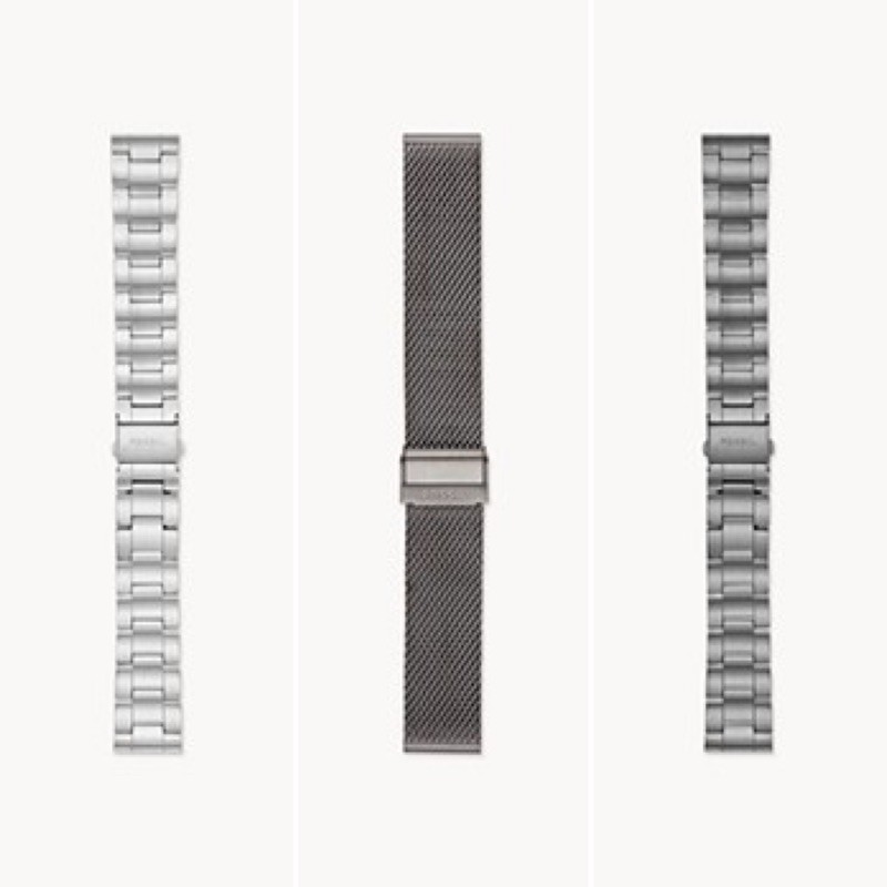 fossil strap 22mm tali jam fossil stainless steel and mesh