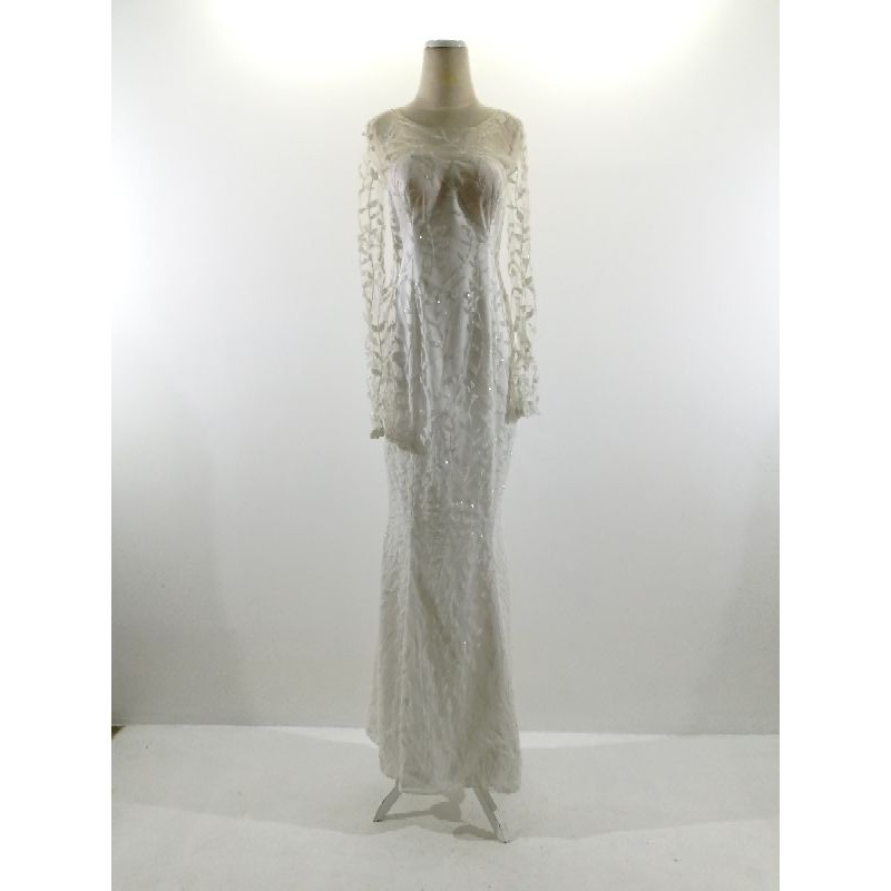 Gaun brokat putih full