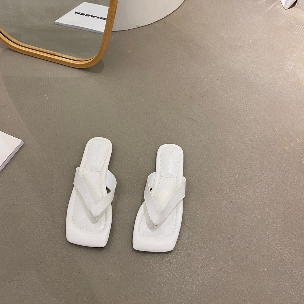 【New】FRS Home 2022 Musim Semi dan Musim Panas Baru Fashion Sandal Wanita Memakai Square-toe Flat San