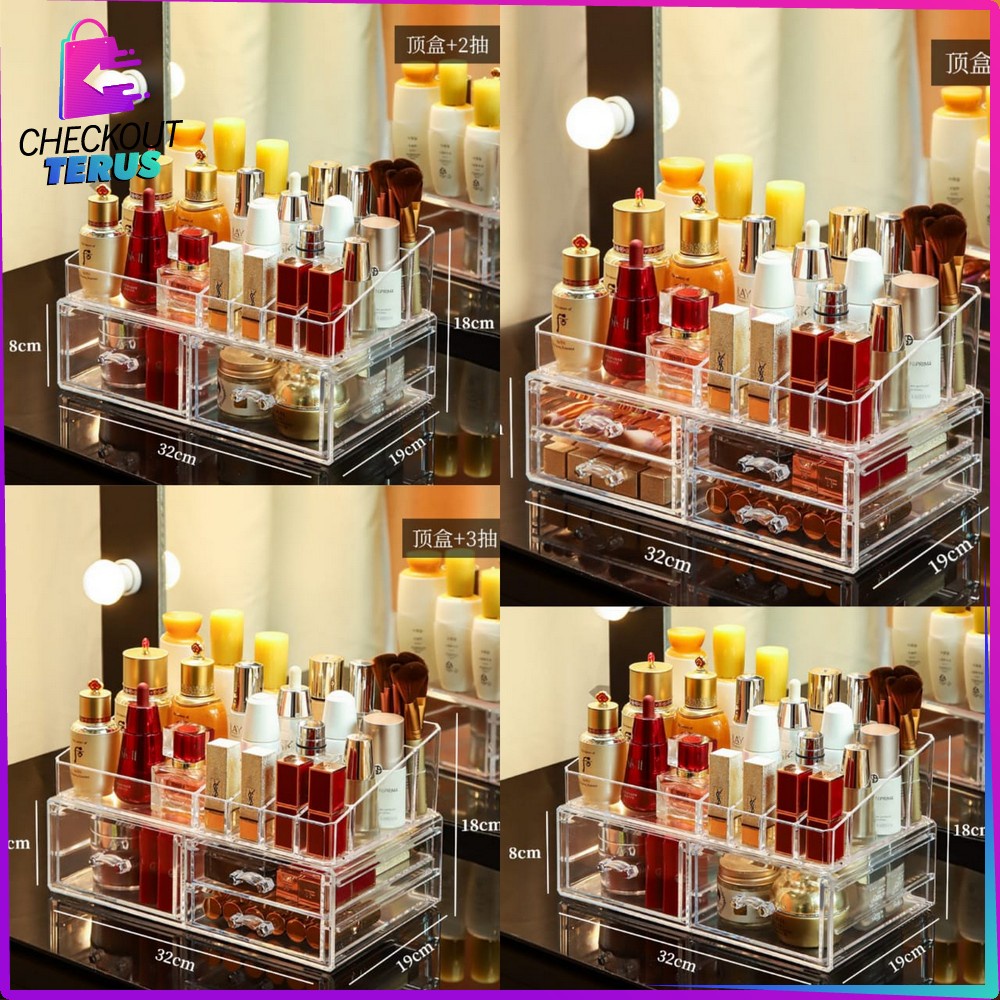 CT K12 Kotak Make Up dengan Laci Acrylic Serbaguna Storage Box Cosmetic Tempat Penyimpanan Makeup Rak Kosmetik Organizer