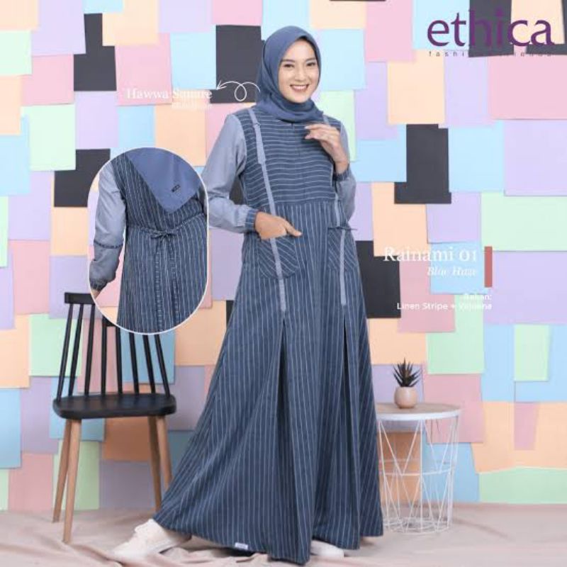 rainami 01 ethica / gamis terbaru ethica rainami 01
