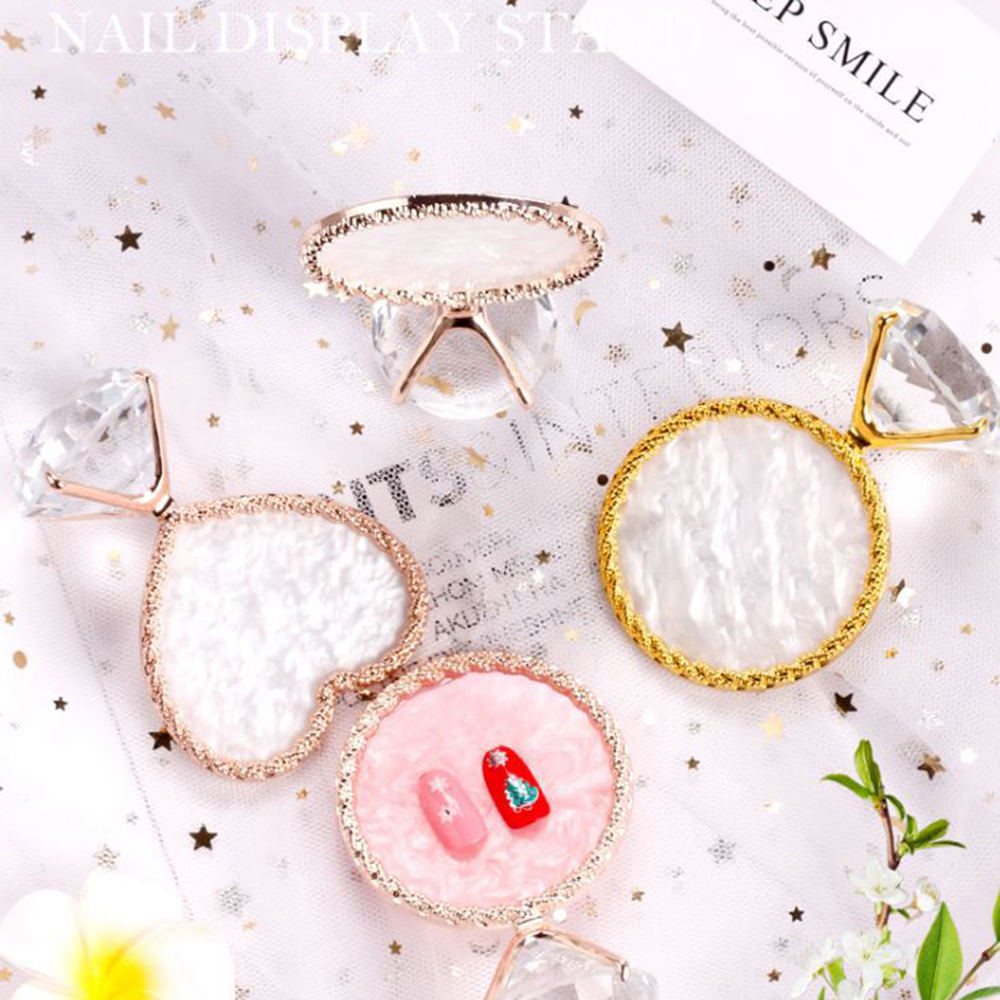 Mxbeauty Holder Display Kuku Palsu Portable Bentuk Bulat Bahan Plastik Untuk Nail Art