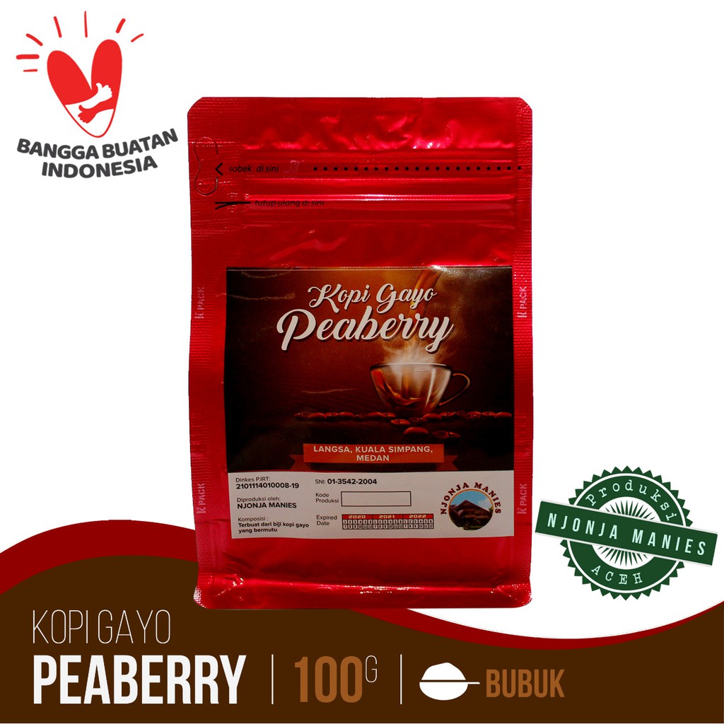 

Njonja Manies Kopi Gayo Aceh Peaberry B 100gr - Kopi Gayo Peaberry 100gr