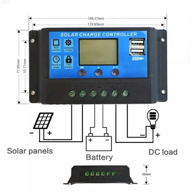 Auto Solar Charger Charge Controller 10A 12V 24V PWM Controllers LCD Dual USB 5V Output Solar Panel