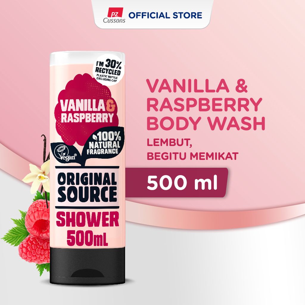 Original Source Body Wash Vanilla & Raspberry - Sabun Cair Vegan 500 ml