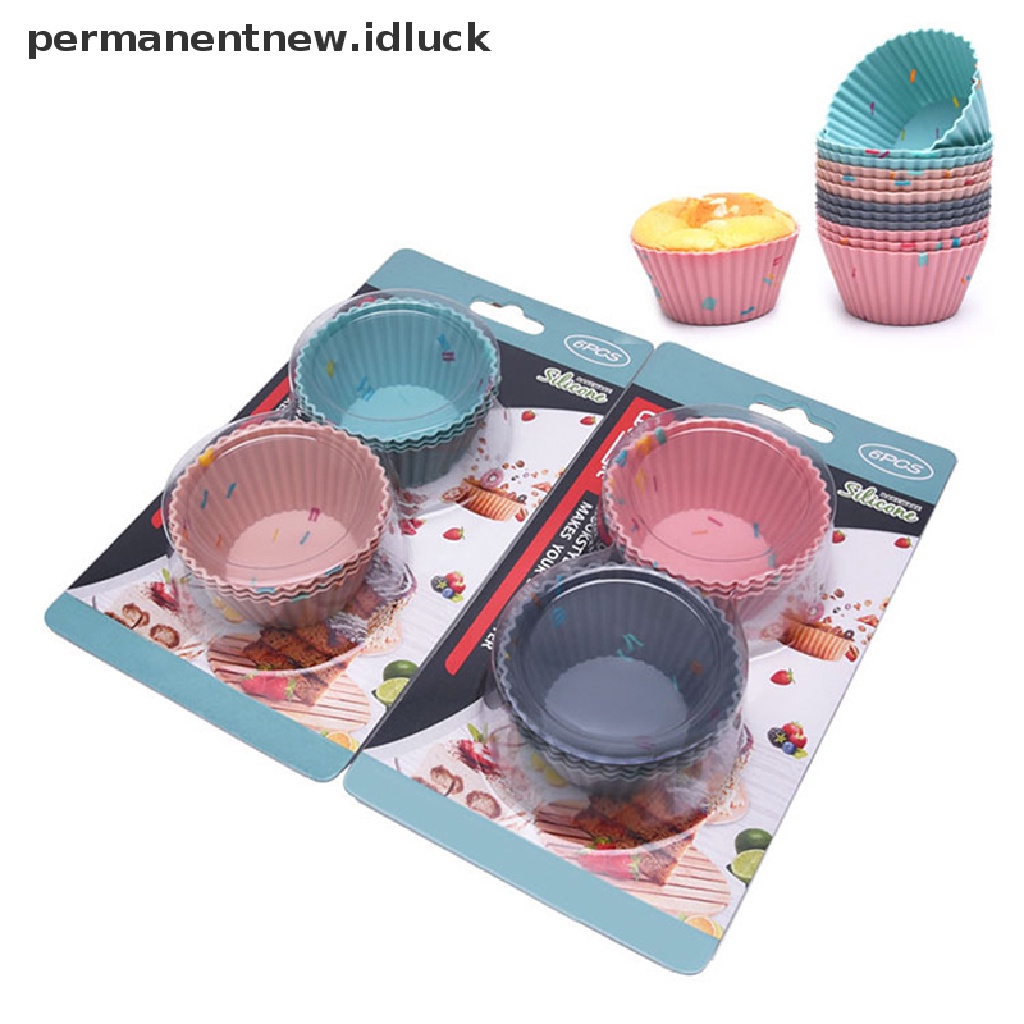 6 Pcs / set Cetakan Cupcake Muffin Bahan Silikon Reusable