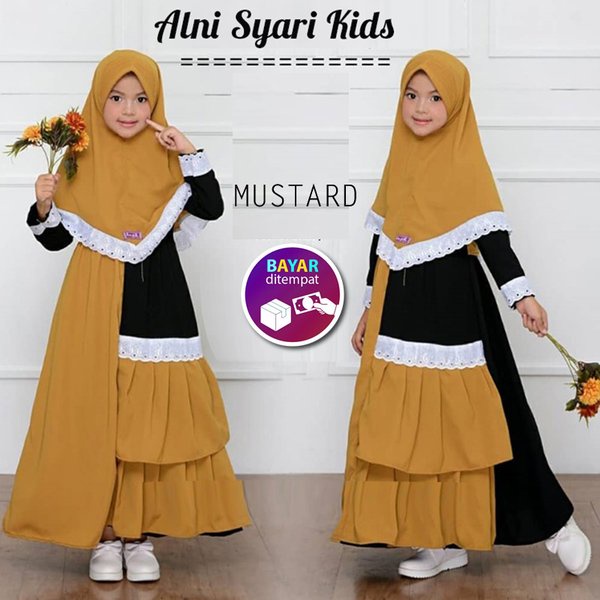 Baju Anak ALNI Gamis Set Hijab Umur 9 sd 12 Tahun
