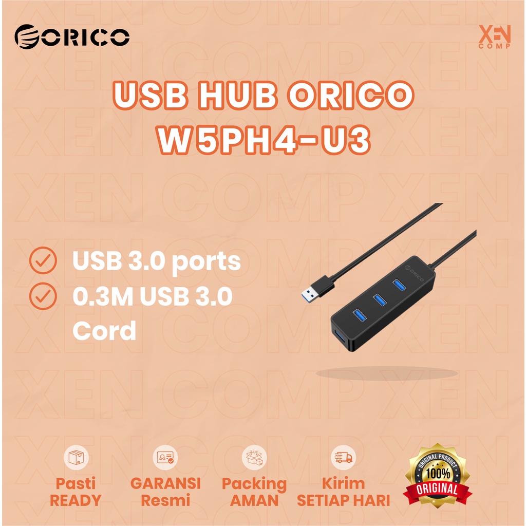 Orico USB HUB Ultra Mini USB 3.0 4 Port HUB / W5PH4-U3-V1 - Hitam