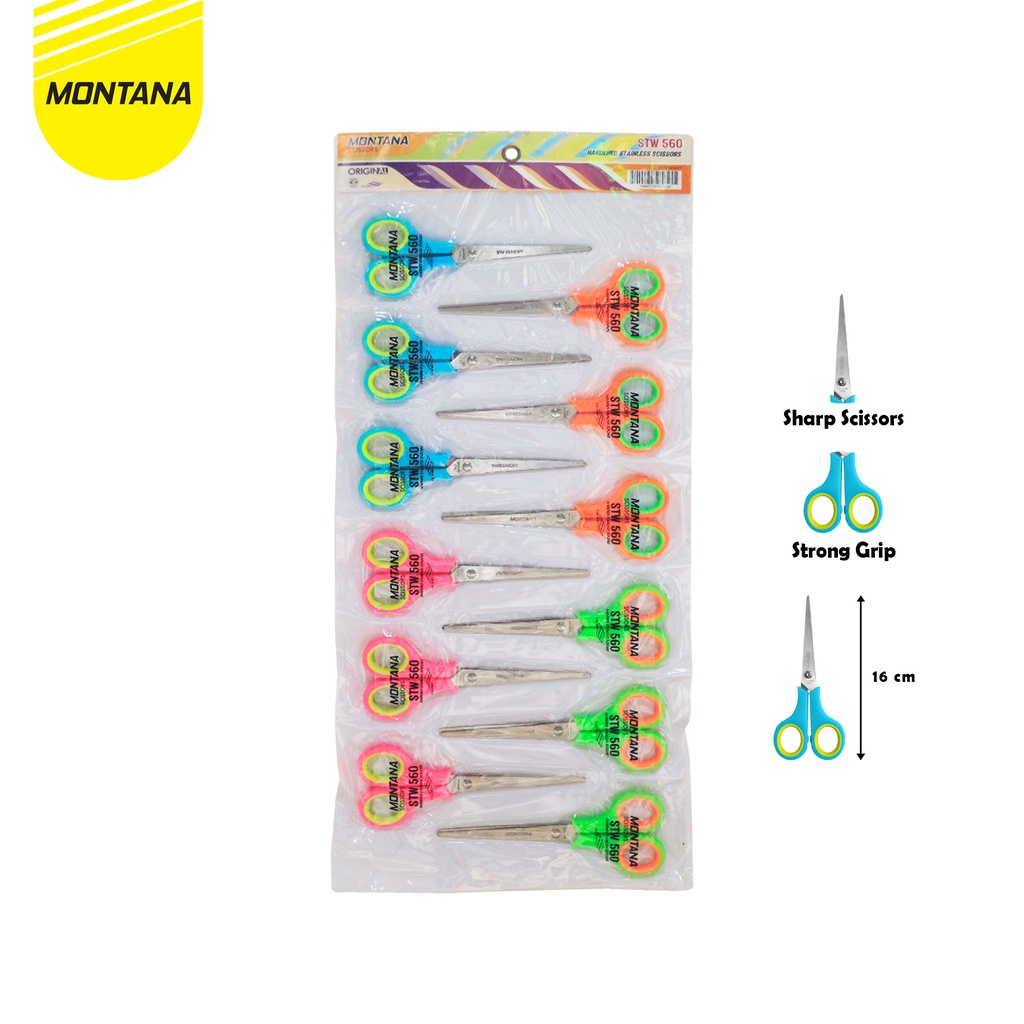 

MONTANA Scissors Gunting Stainless Steel 16 Cm Multipurpose Kuat Tajam Anti Karat STW-560/Lusin