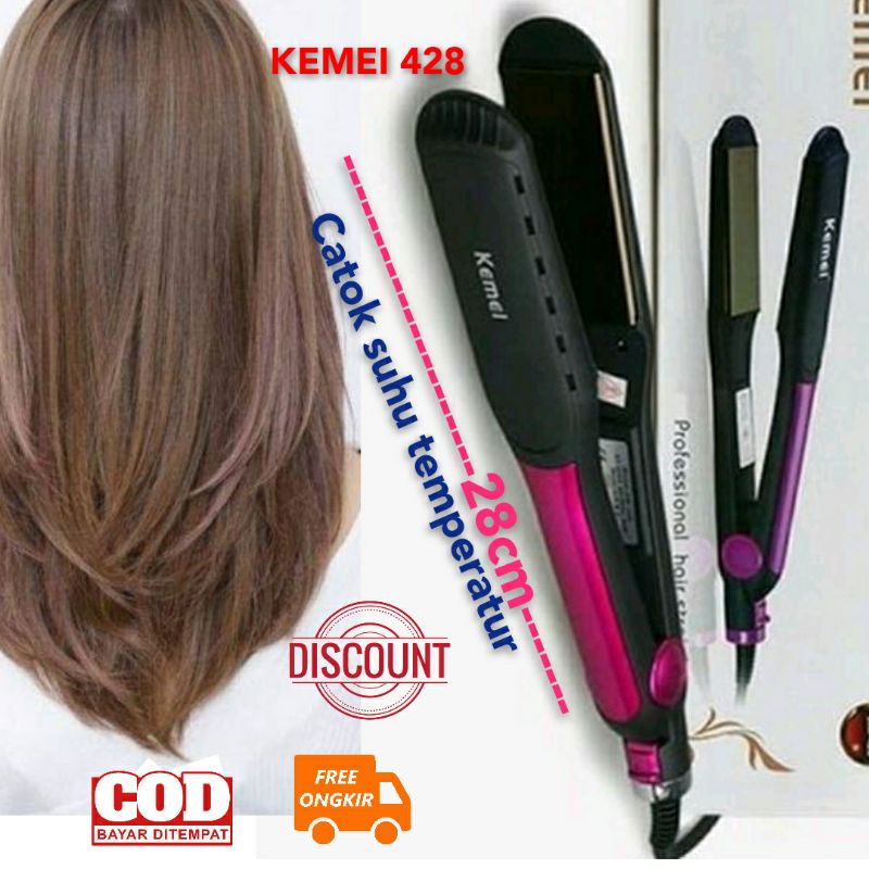 Alat Catokan Rambut Lurus Kemei 428 Hair Straightener Murah