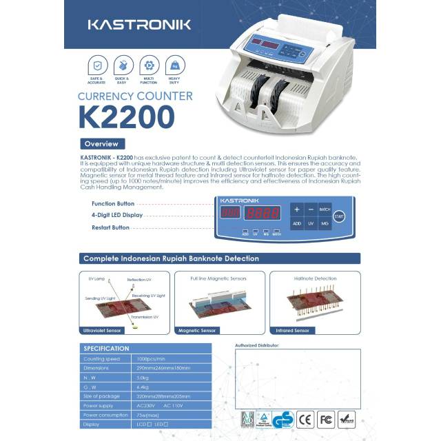 Kastronik Mesin Hitung Uang Multi currency