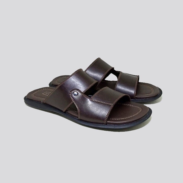 Sendal Kulit Asli - Sandal Pria Ukuran Jumbo Big Size 44 45 46 47 | Sendal Slide Slop Kokop Ukuran Besar - Mzio J04 ORIGINAL