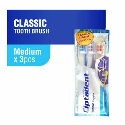 Ciptadent Tooth Brush Sikat Gigi Crystal Clean Medium Isi 3Pcs