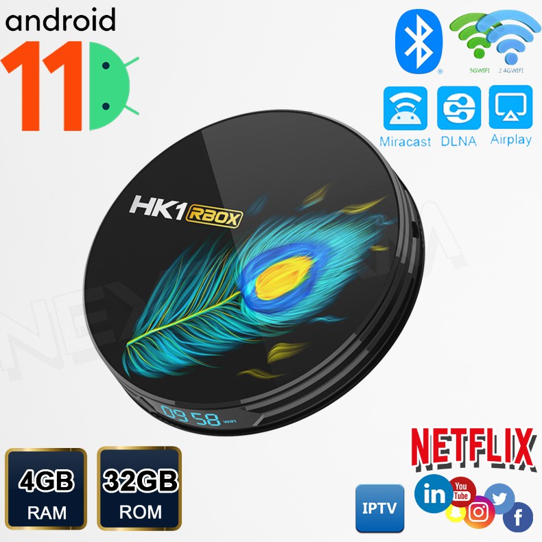 ANDROID TV BOX ANDROID 11 HK1 R3 4GB+32GB 2.4G+5G BLUETOOTH MIRACAST