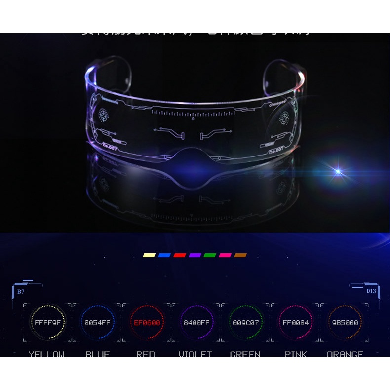 Led Light-emitting Technology Glasses Accessories Punk Tide Jump Di (single Side Flashing)