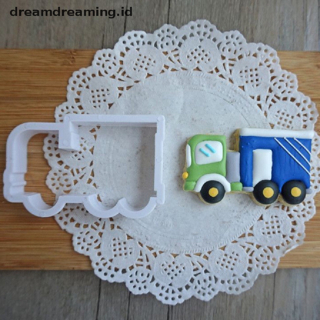 (Dreamdreaming.Id) 8pcs / Set Cetakan Kue / Biskuit / Pastry Bentuk Mobil / Truk Diy