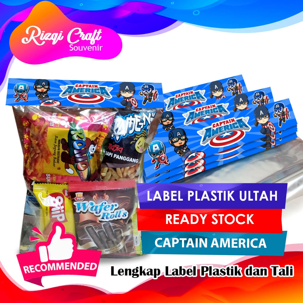 

[Ready] Captain America Tas Label Snack Plastik Ulang Tahun