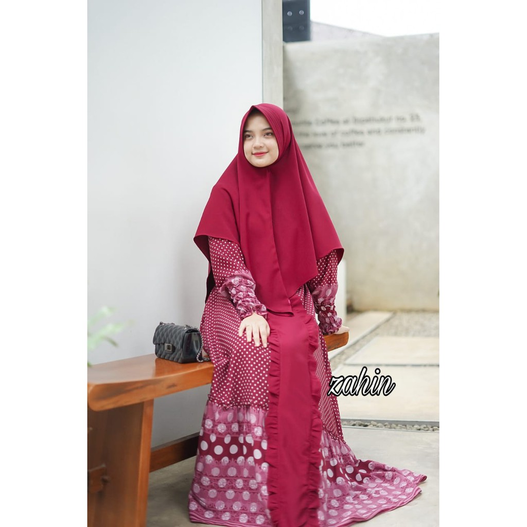 SALE GAMIS zahin motif polka Mitha syari terbaru motif polkadot dress muslimah style