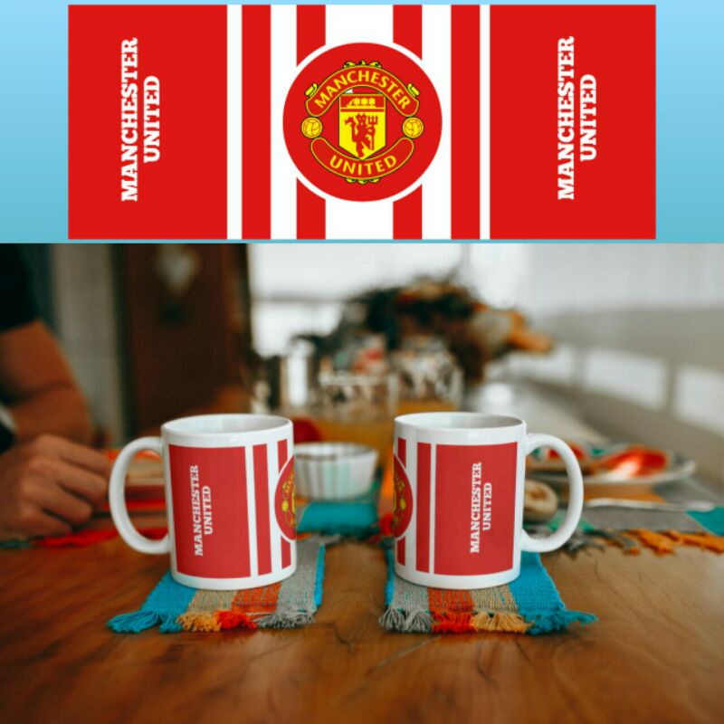 Mug Ceramic Gelas Custom Cangkir Bola Manchester United Terbaru/Hadiah Ulang Tahun/Anniversary