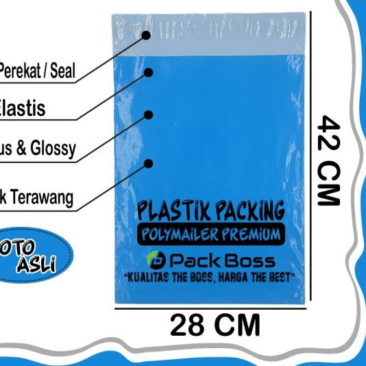 

✦ PREMIUM * BIRU 28x42 (+/-100 lembar) Polymailer Plastik Packing Online ❉