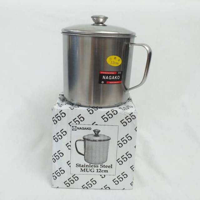 D12cm Gelas Mug Stainless 555 uk Besar tahan panas diameter 12cm