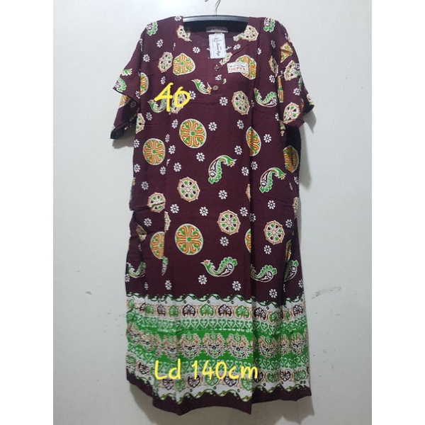 YULI - Daster kencana ungu  L5 JUMBO LD 135-150 CM PB 107 CM BATIK KU LEBEL PUTIH(KUP)-No 40