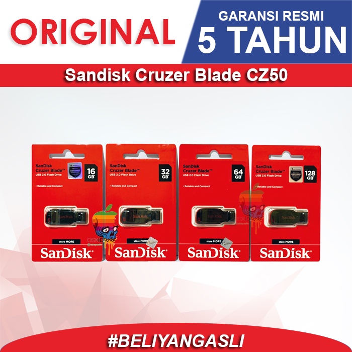 Flashdisk Sandisk Cruzer Blade CZ50 16GB/32GB/64GB/128GB - Original - Garansi Resmi