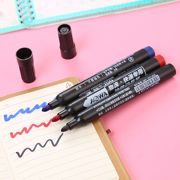 (BOW) Spidol Whiteboard Hitam Merah Biru Spidol AOWA Permanent Marker